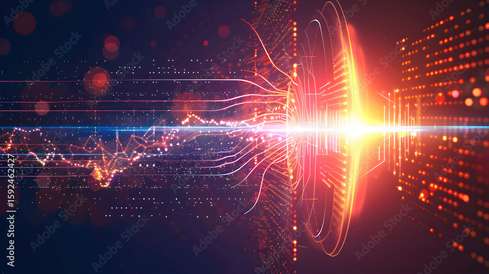 Poster futuristic technology background with data transfer and visualization elements