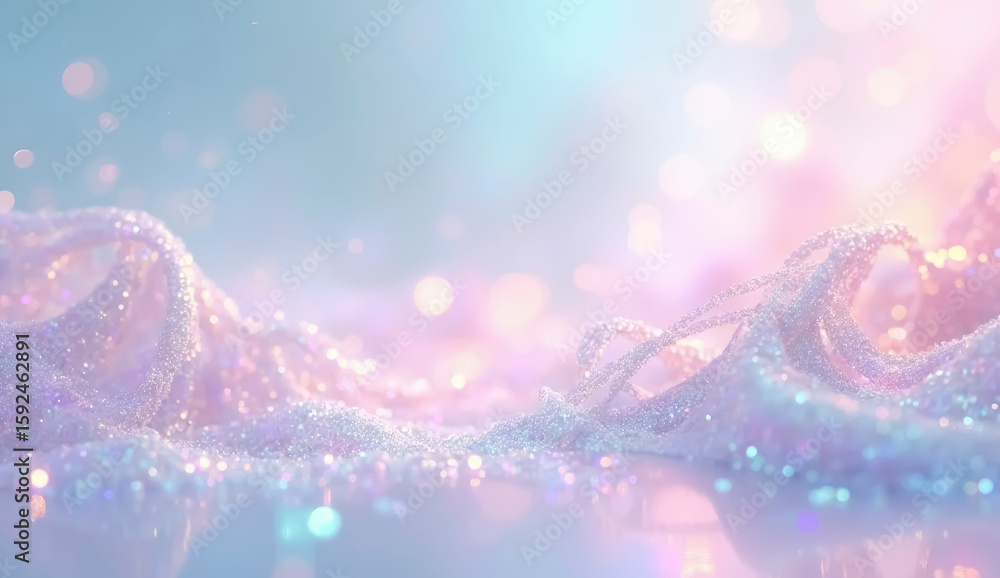 Poster delicate waves of shimmering colors flow softly across a surface, showcasing an abstract blend of pa