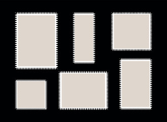 Editable Flat Design Postage Stamp Frame Set – A Vector Toolkit Featuring Classic Stamp Borders on Black Backgrounds