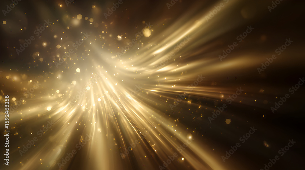 Poster golden light streaks and bokeh effect create an ethereal and magical ambiance