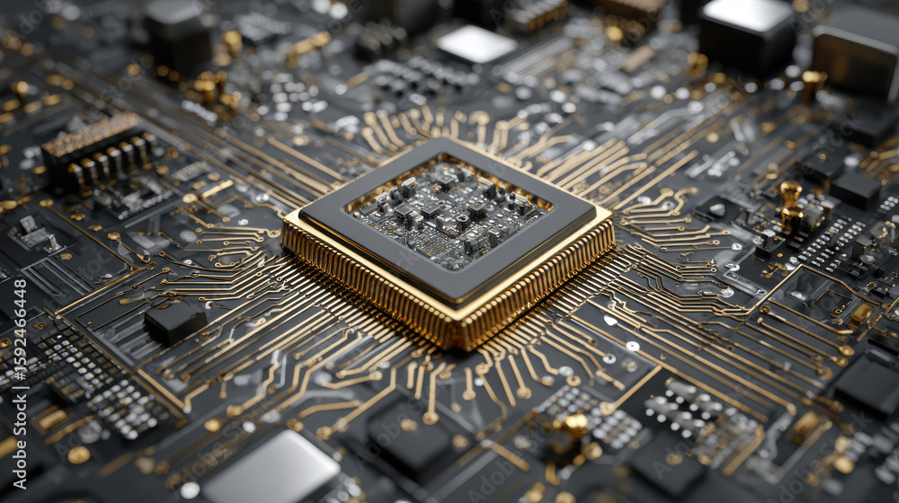 Aufkleber detailed electronic circuit board with central processor computer