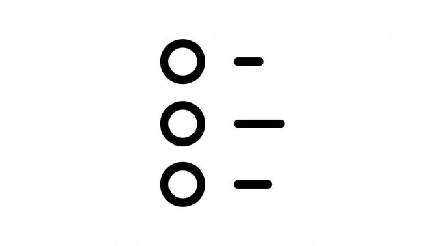 A clean animated survey icon showing user input through progressive checkmarks and aligned lines, perfect for apps and web forms.