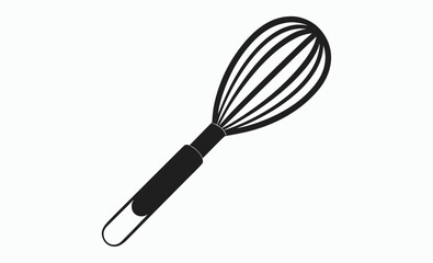 kitchen whisk silhouette, cooking utensil icon, baking tool vector, stainless steel whisk