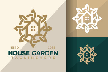 Garden House Leaves Logo Icon Vector Design Illustration