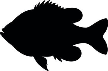 Black silhouette of a sunfish on white background