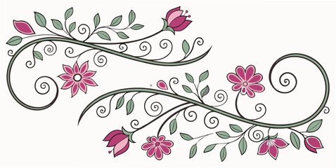 Elegant Pink Floral Swirl Design; Romantic, Vintage Style; Wedding Invitation Border