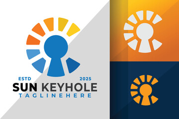 Letter C Sun Keyhole Logo Icon Vector Design Illustration
