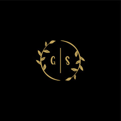 GS feminine and elegant wedding monogram initial logo with circle floral gold