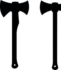 Black silhouette of two axes