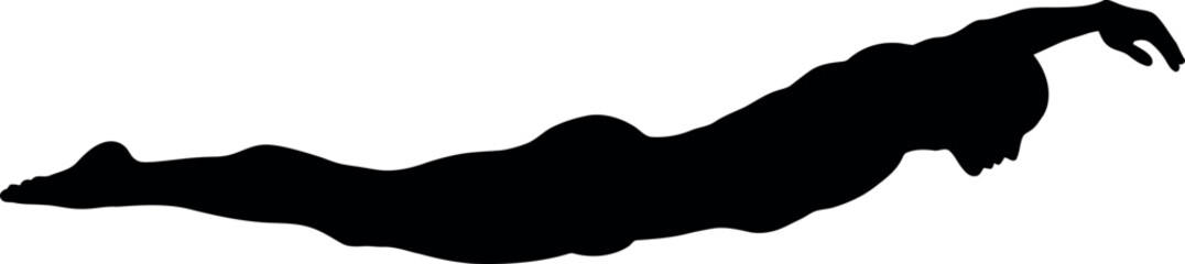 Silhouette of a swimmer in butterfly stroke isolated on white
