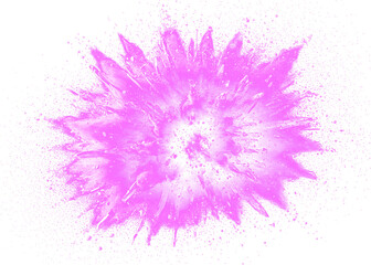 Explosion of vibrant pink powder against  in a dynamic burst Isolated on a transparent background