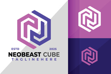 Letter N Hexagon Cube Logo Icon Vector Design Illustration