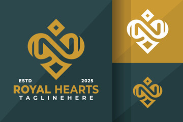 Letter N Royal Heart Logo Icon Vector Design Illustration