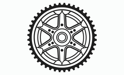 Flywheel gear silhouette, mechanical part vector, flywheel ring gear vector silhouette, illustration 