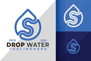 Letter S Drop Water Logo Icon Vector Design Illustration