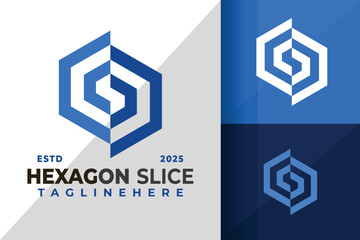 Letter S Hexagon Slice Logo Icon Vector Design Illustration
