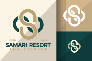 Letter S Resort and Spa Logo Icon Vector Design Illustration