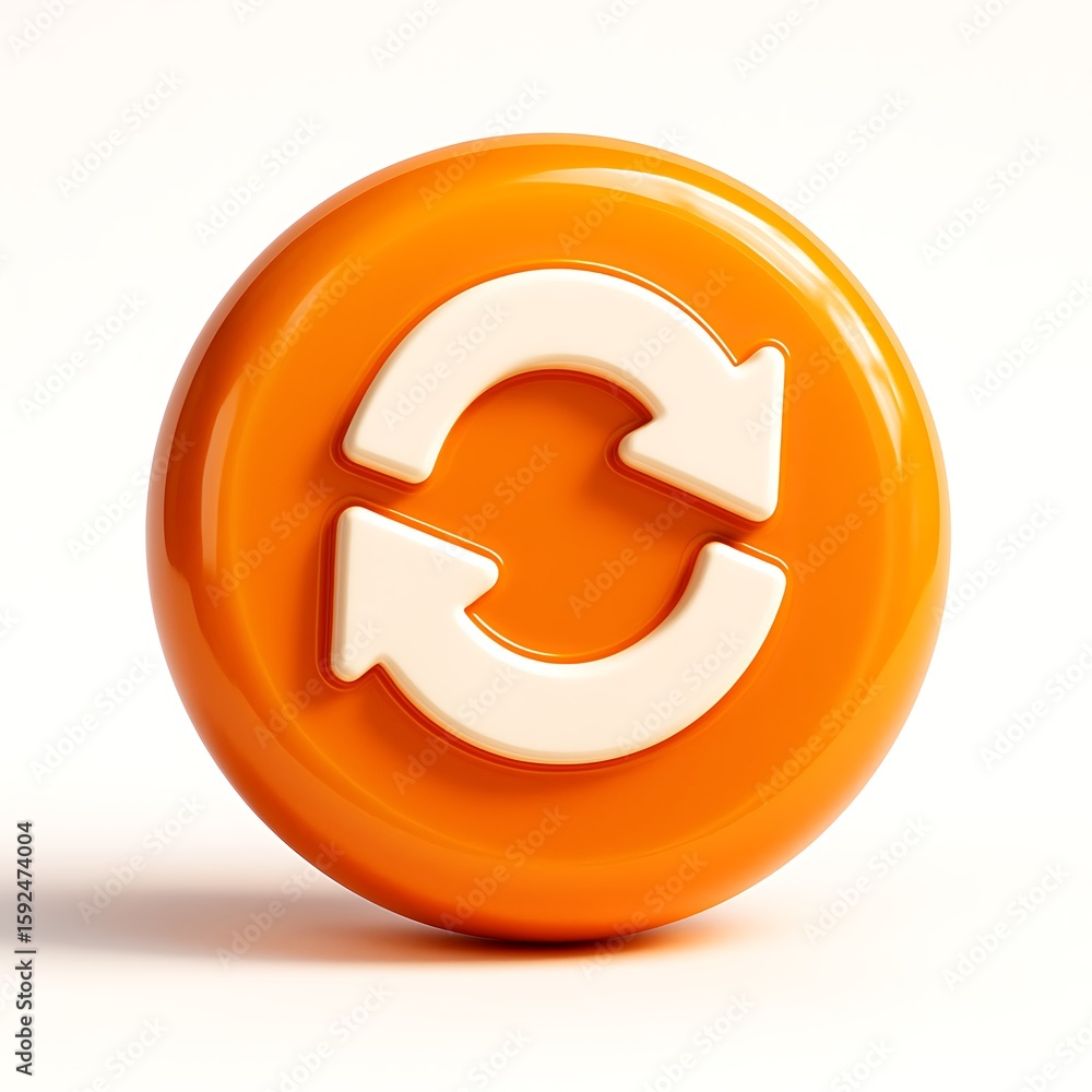Poster orange circular refresh button with white arrows