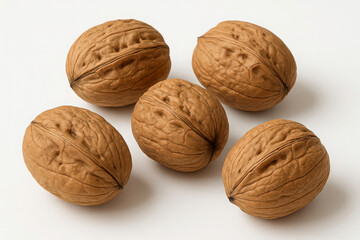 5 walnuts isolated on white
