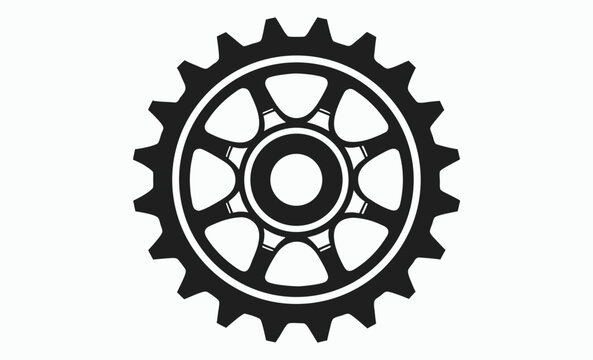 Flywheel gear silhouette, mechanical part vector, flywheel ring gear vector silhouette, illustration 