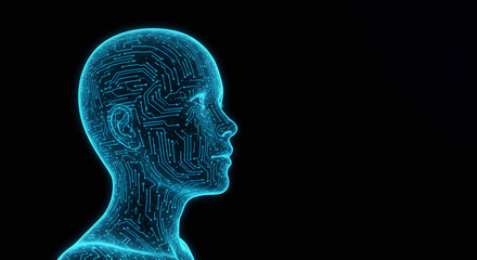 Human brain stylized as electronic circuit board