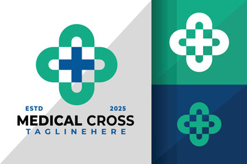 Medical Cross Healthy Logo Icon Vector Design Illustration