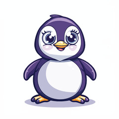 Obraz premium Adorable Cartoon Penguin with Big Eyes and a Smile