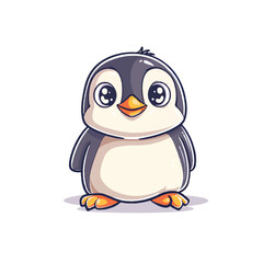 Obraz premium Adorable Cartoon Penguin with Large Eyes and Orange Feet