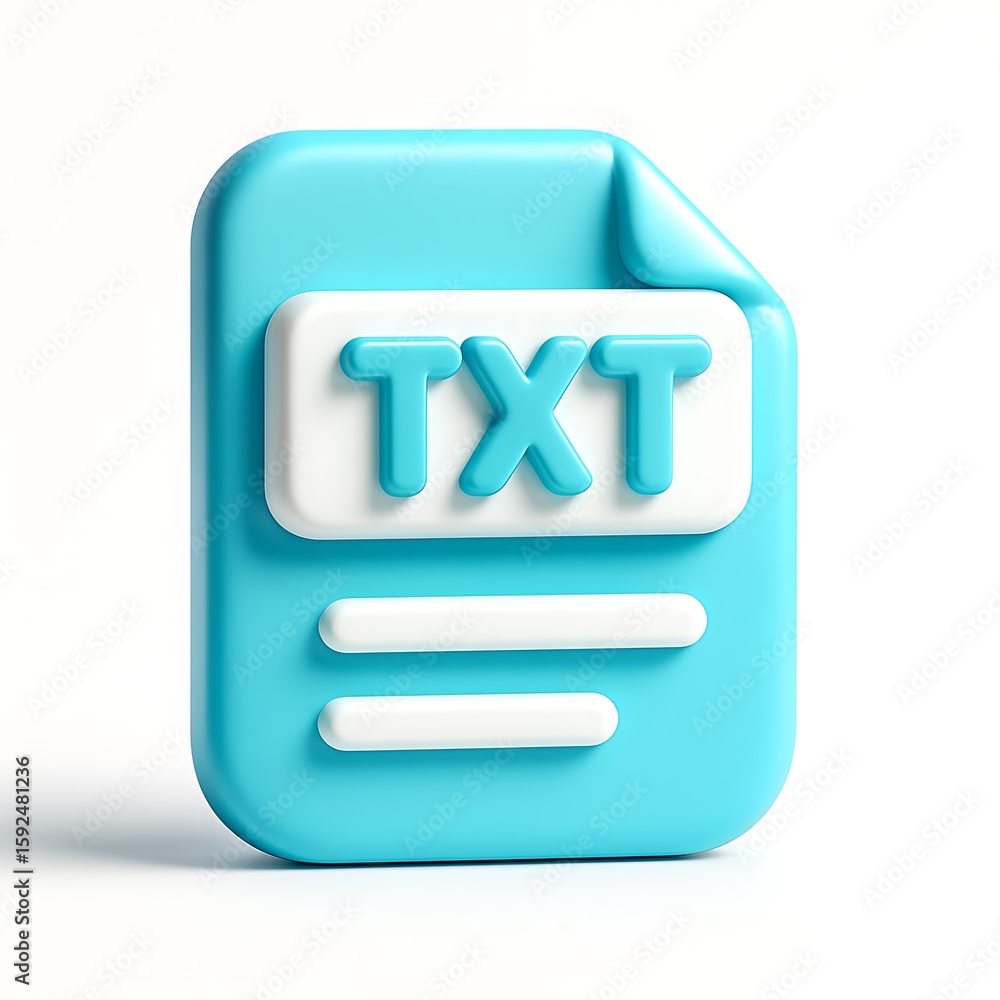 Aufkleber 3d cyan txt file icon with white text and lines