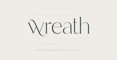 Wreath Minimal luxury font alphabet logo. typography beauty fashion elegant minimalist serif italic fonts decorative vintage retro logos. Vector illustration. 
