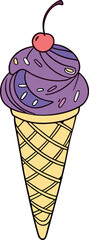 Vector illustration of a colorful ice cream cone with scoops and a waffle cone