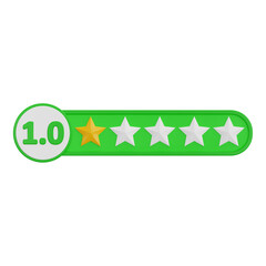 3D one star rating icon for customer feedback