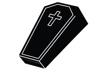 coffin with cross vector icon
