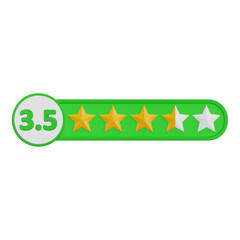 3D 3.5 star rating for customer satisfaction