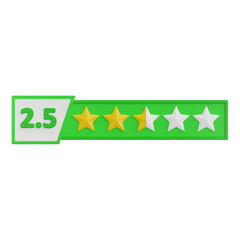 3D 2.5 star rating bar for customer service