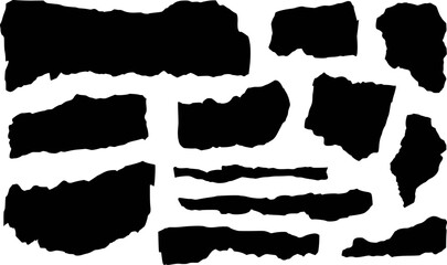 Collection of irregular black shapes on a white background organic