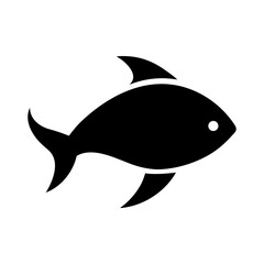 Simple fish silhouette logo icon in vector style for seafood or marine branding with transparent background  
