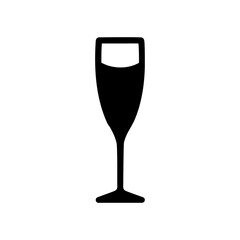 Champagne glass icon silhouette for celebration or party toast with transparent background  