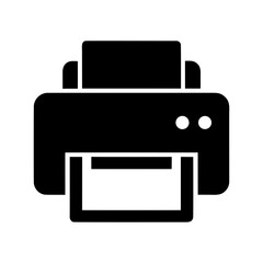 Printer icon symbol silhouette for office technology and printing with transparent background  