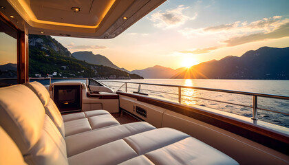 Fototapeta premium Luxury Yacht Sunset Cruise Mediterranean Sea
