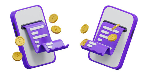 3D online bill and cashback reward icon