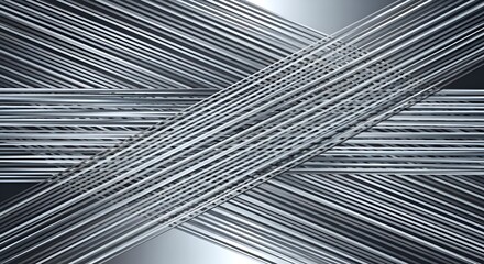 Abstract criss crossing metal lines create a modern and industrial design with a metallic appearance