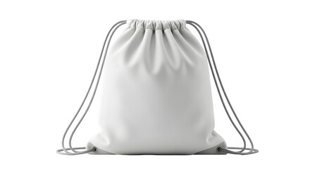 White drawstring bag mockup for sports, gym, or promotional use isolated on transparent background