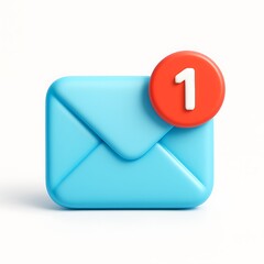Blue email icon with a single new notification