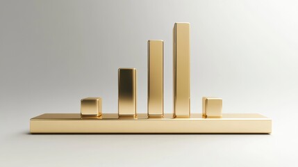 Gold bar graph showing growth and decline.