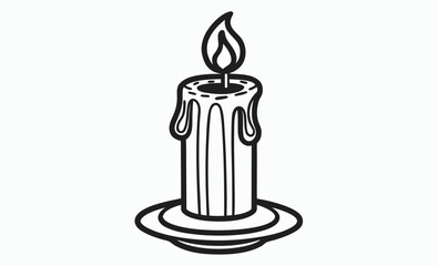 Candle silhouette vector, wax light icon, flame decor illustration, candle line art silhouette vector illustration 




