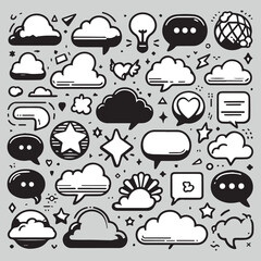 Line art of speech bubble set design