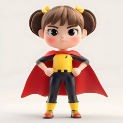 Cute 3D Superhero Girl with Red Cape