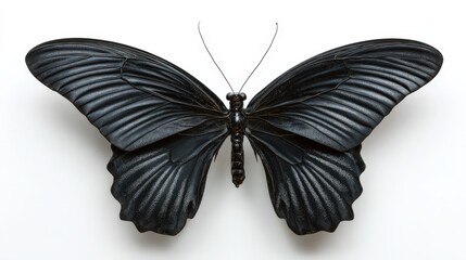 Fototapeta premium Majestic Black Butterfly Wings Detailed Close Up of a Dark Insect Specimen
