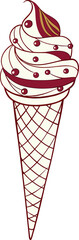 Vector illustration of a colorful ice cream cone with scoops and a waffle cone